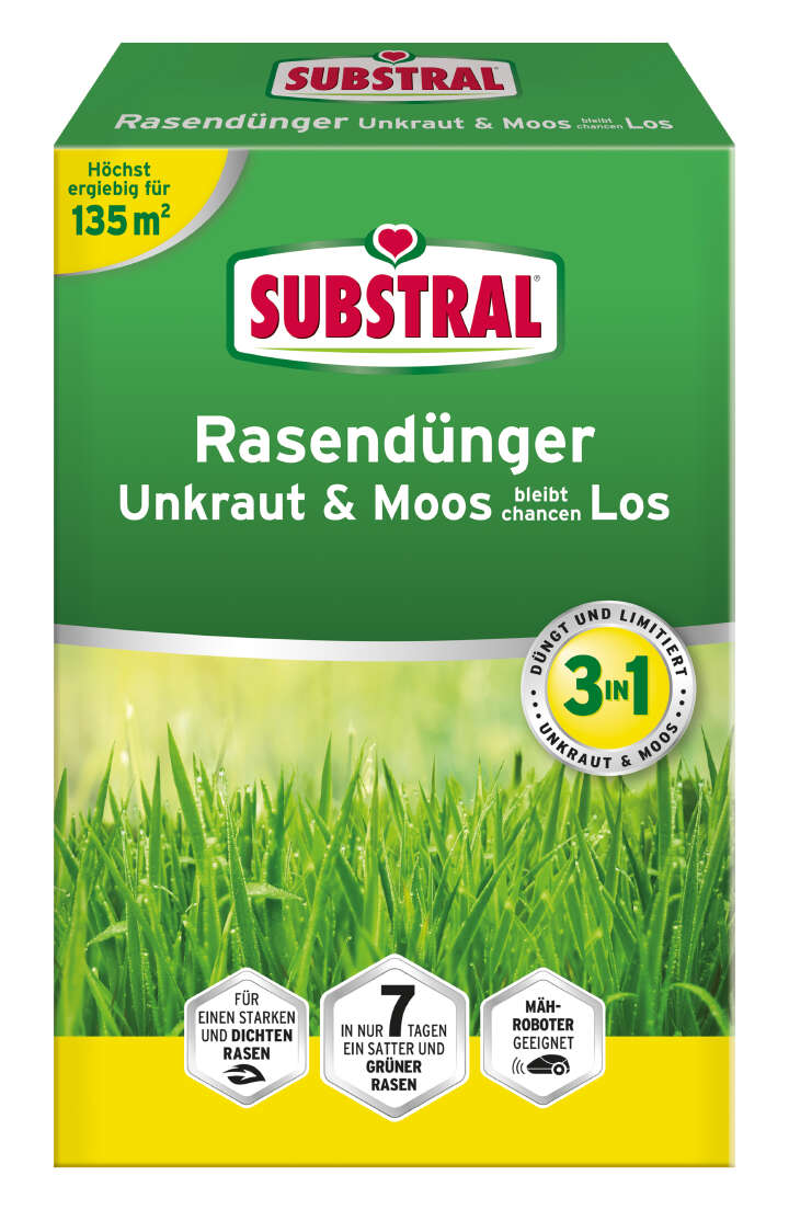 SUBSTRAL 3in1 Rasendünger Unkraut & Moos bleibt chancenLOS